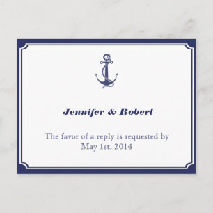 Nautical Anchor on Navy RSVP Postcard