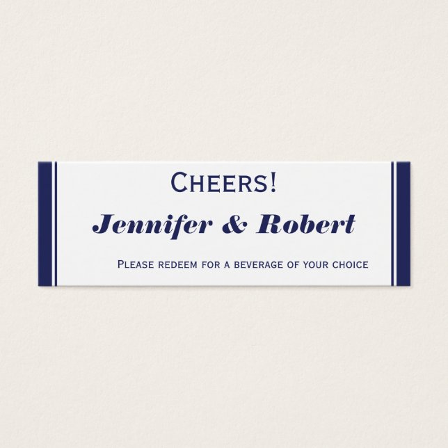 Nautical Anchor on Navy Wedding Drink Tickets (Front)