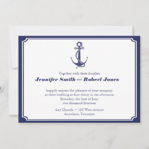 Nautical Anchor on Navy Wedding Invitation