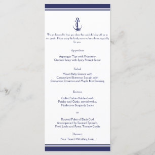 Nautical Anchor on Navy Wedding Menu