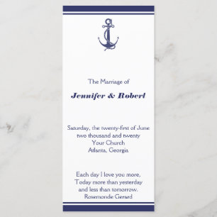 Nautical Anchor on Navy Wedding Program