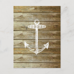 Nautical Anchor on wood graphic Postcard