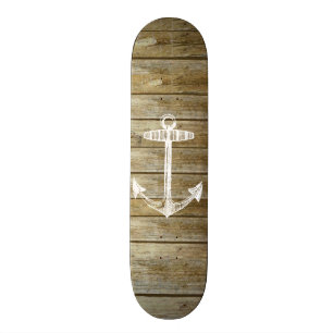 Nautical Anchor on wood graphic Skateboard