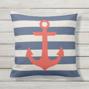 Nautical Anchor Outdoor Throw Pillow" Cushion