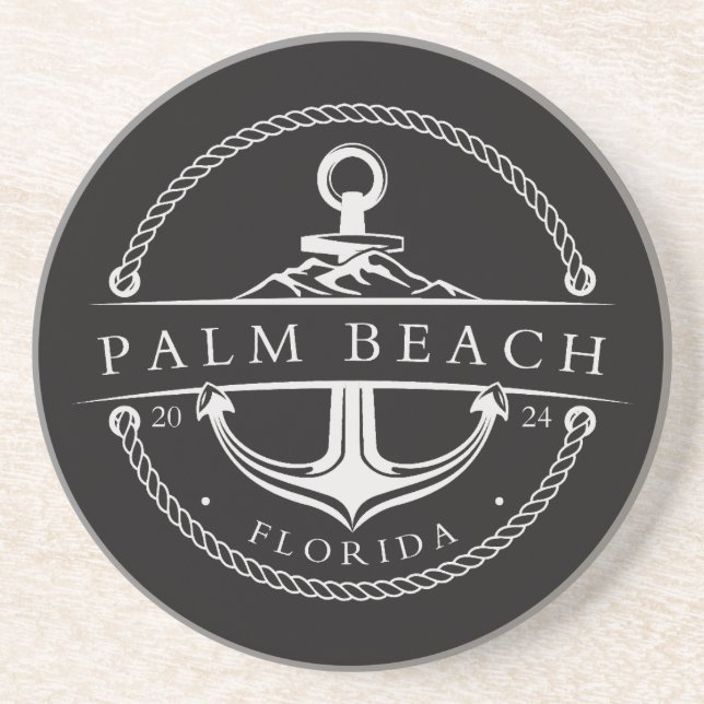 Nautical Anchor Palm Beach Florida 2024 Coaster (Front)