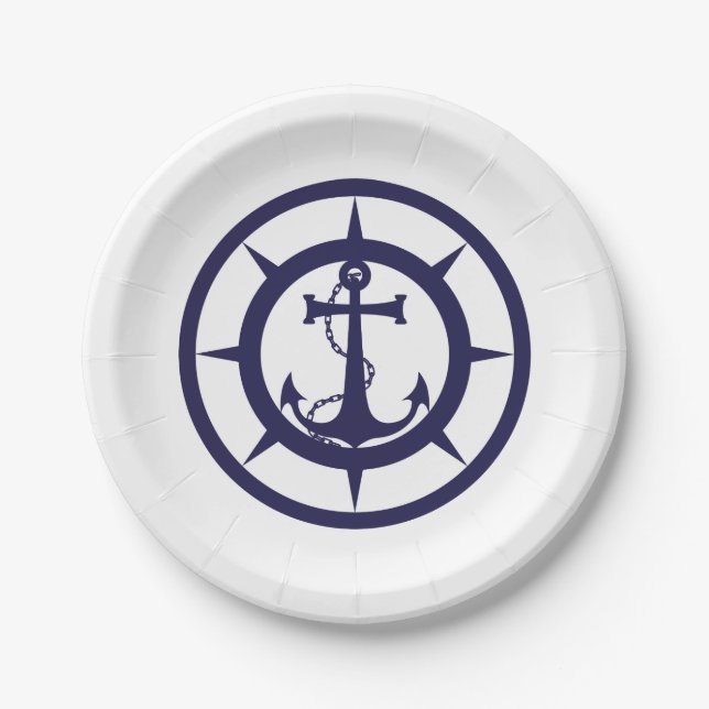 Nautical Anchor Paper Plate (Front)