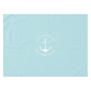 Nautical anchor pastel blue Custom Welcome Aboard  Tablecloth