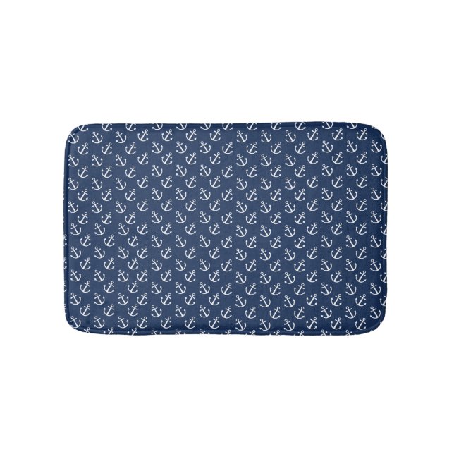 Nautical Anchor Pattern Bath Mat (Front)