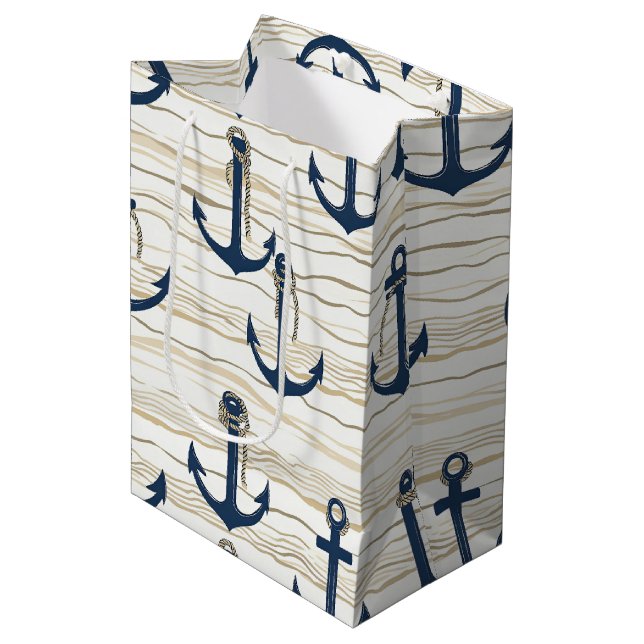 Nautical Anchor Pattern on Driftwood (1) Medium Gift Bag (Front Angled)