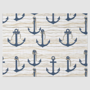 Nautical Anchor Pattern on Driftwood (1) Tissue Paper