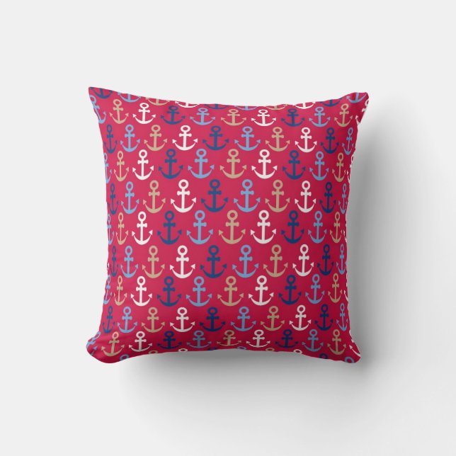 Nautical Anchor pattern throw pillow (Front)