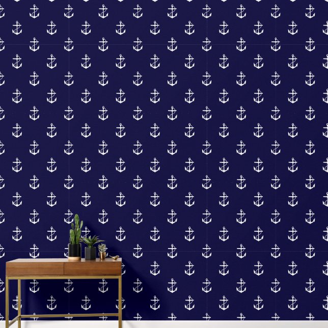 Nautical Anchor Pattern Wallpaper (Hallway)