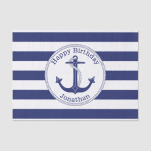 Nautical Anchor Personalised Birthday Tissue Paper