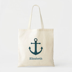 Nautical Anchor Personalised Name Monogram Tote Ba