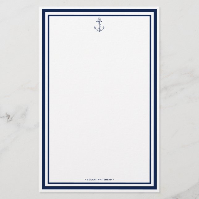Nautical Anchor Personalised Stationery (Front)