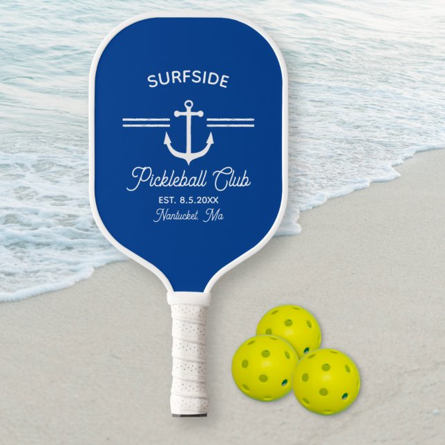 Nautical Anchor Pickleball Club Custom Text Pickle Paddle (Creator Uploaded)