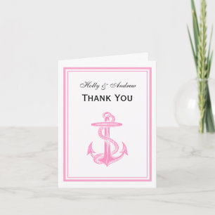 Nautical Anchor Pink Framed 2V Thank You Card