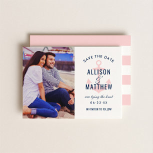 Nautical Anchor Pink Photo Wedding Save The Date