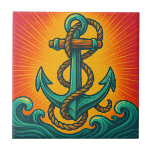 Nautical Anchor Pop Art Ceramic Tile