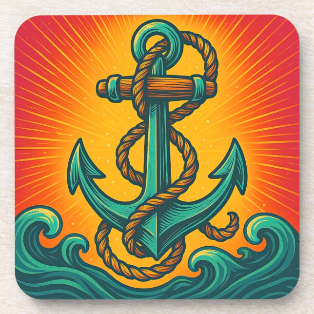 Nautical Anchor Pop Art Coaster (Front)