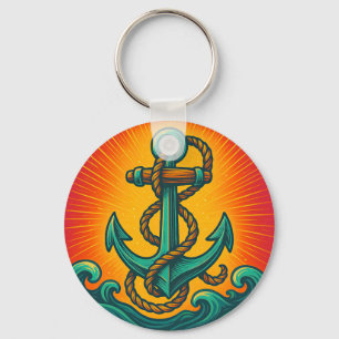Nautical Anchor Pop Art Key Ring