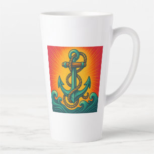 Nautical Anchor Pop Art Latte Mug