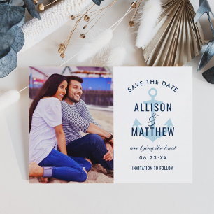 Nautical Anchor Powder Blue Photo Wedding Save The Date
