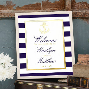 Nautical Anchor Real Foil Wedding Welcome Sign