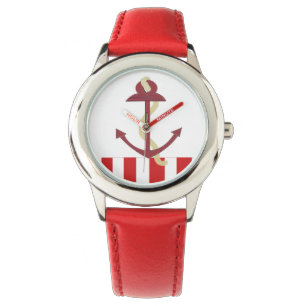 Nautical Anchor Red Stripe Watch