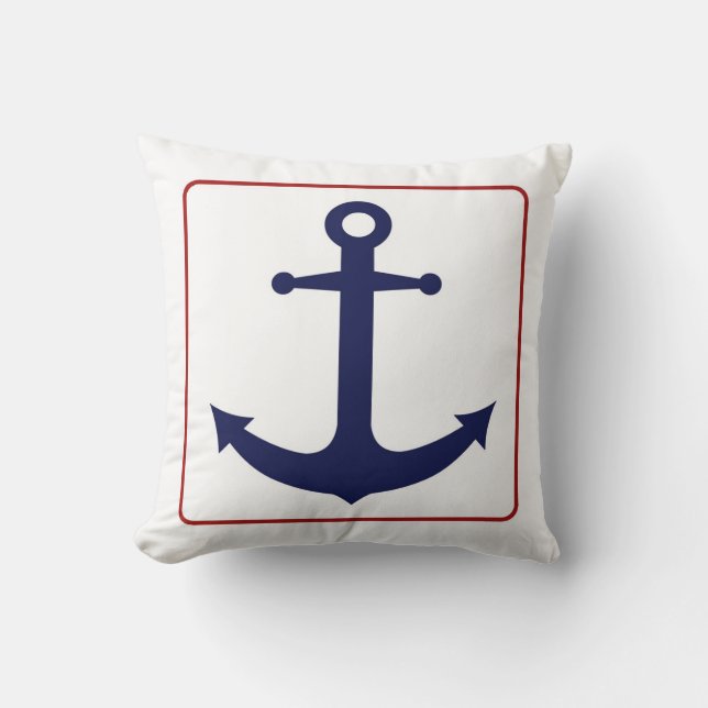 Nautical Anchor - Red White and Blue Cushion (Front)