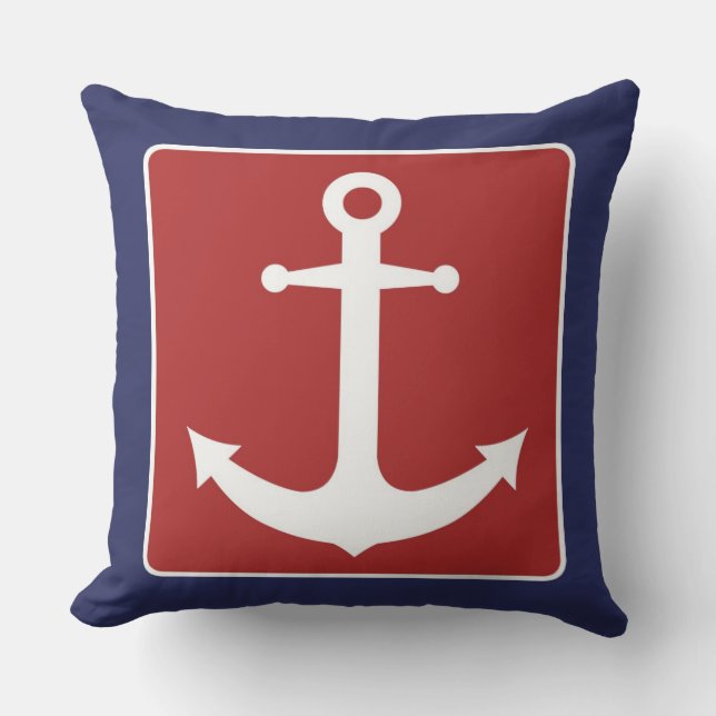 Nautical Anchor - Red White and Blue Outdoor Cushion (Front)