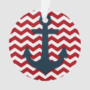 Nautical Anchor Red White Blue Personalized Name Ornament