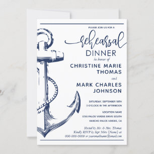 Nautical Anchor Rehearsal Wedding Dinner Invitation