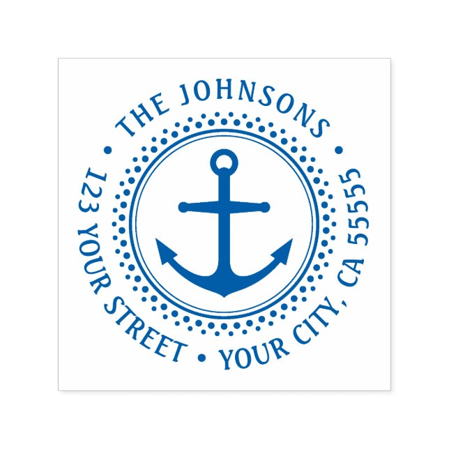 Nautical anchor return address self-inking stamp (Design)