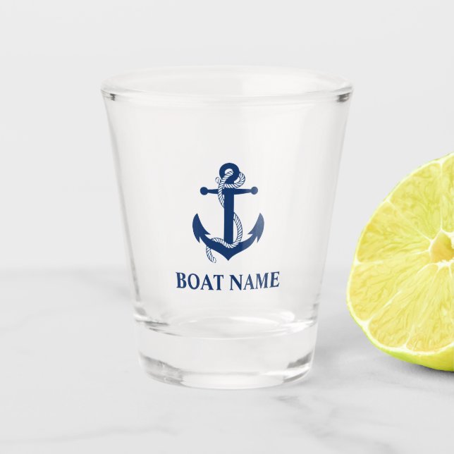 Nautical Anchor Rope Boat Name Shot Glass (Front)