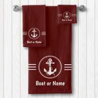 Nautical Anchor Rope Boat or Your Name Deep Red