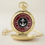 Nautical Anchor & Rope Captain Boat Name Navy Red Pocket Watch<br><div class="desc">A Nautical Ship Anchor and Rope with Captain Rank or other title and Your Name or Boat Name on a Stylish Pocket Watch. This personalised Pocket Watch will not just time but also is a fun conversation piece. Perfect for Father's Day but also makes a great gift for any occasion....</div>
