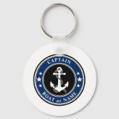 Nautical Anchor & Rope Captain Name or Boat Navy Key Ring (Front)