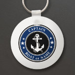 Nautical Anchor & Rope Captain Name or Boat Navy Key Ring<br><div class="desc">A personalized nautical themed keychain with "Captain" (or other desired title or rank) and your name, boat name or other text as needed. This unique design features a custom made vintage boat anchor with rope and stars accented with regal black, classic navy blue and white colors. Makes a great gift...</div>