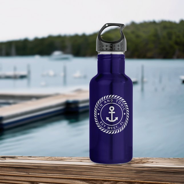 Nautical Anchor & Rope Custom Boat Name 532 Ml Water Bottle (Creator Uploaded)