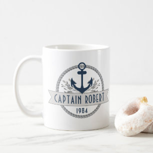 Nautical Anchor & Rope Personalised Logo Coffee Mug