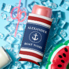 Nautical Anchor Rope Striped Boat RWB Your Name