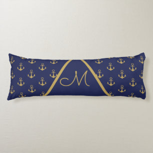 Nautical Anchor Royal Blue Monogram Body Pillow