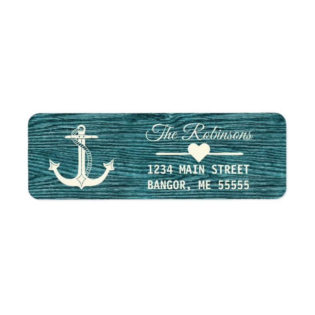 Nautical Anchor Rustic Teal Holiday Return Address Label (Front)