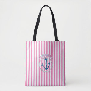 Nautical Anchor, Sail, Blue Stripes, Cool Tote Bag