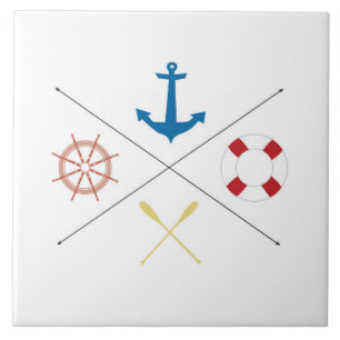 Nautical Anchor Sail Sailing Boat Ore Display Tile