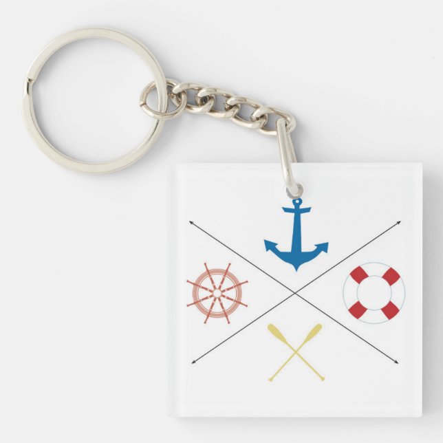 Nautical Anchor Sail Sailing Boat Ore Key Chain (Front)