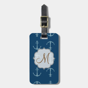 Nautical Anchor Sail Sailing Monogram Luggage Tag
