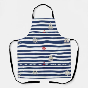 Nautical Anchor Sailboat Stripe Pattern Apron