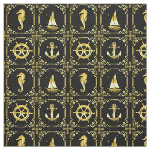 Nautical anchor/sailboat/wheel/lighthouse/dolphin fabric